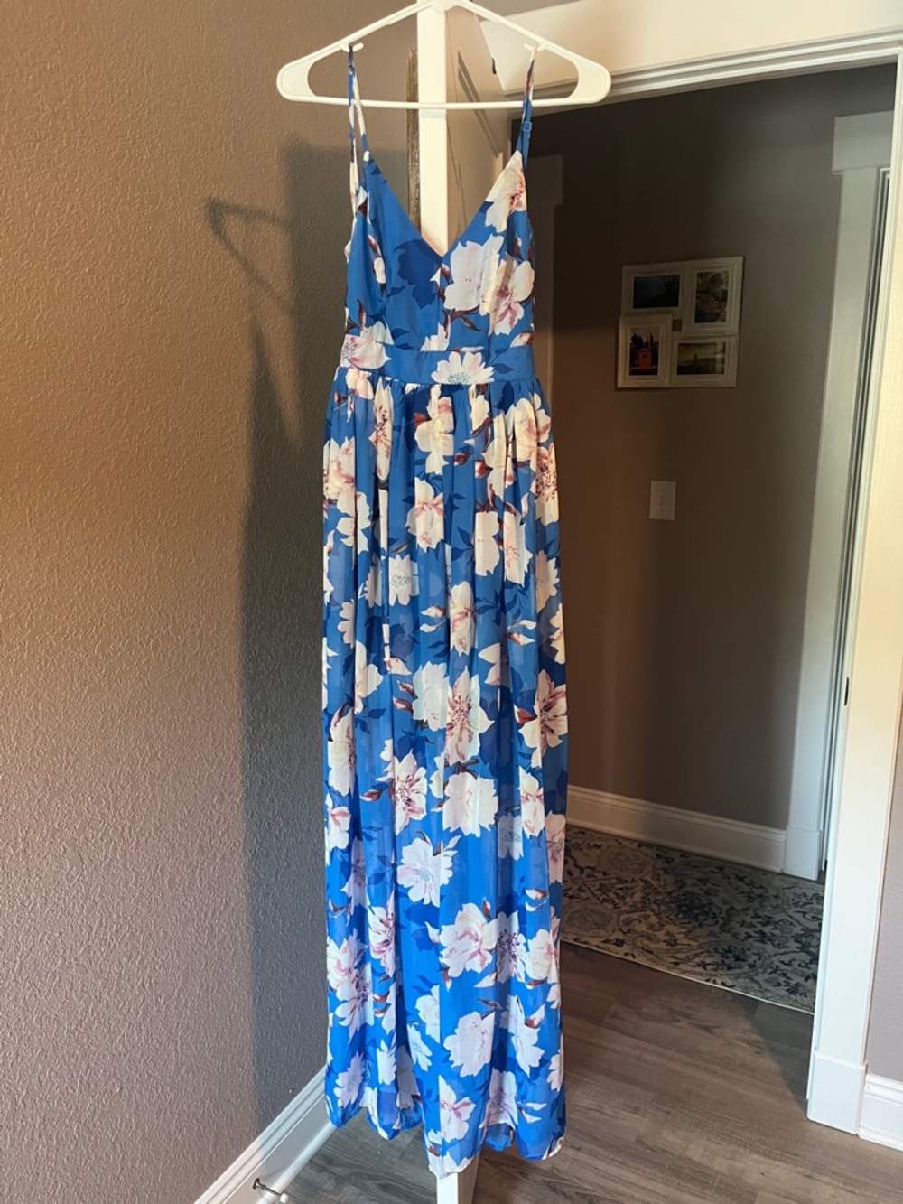 Pink Lily Blue Floral Maxi Dress